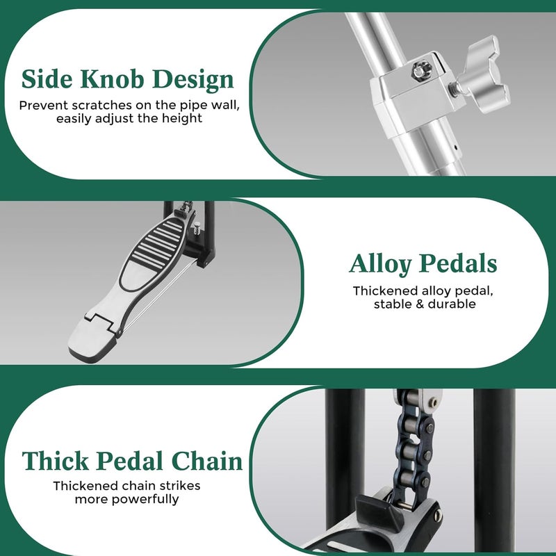 RANMING Hi-Hat Stand for Cymbals Heavy-Duty 28mm Construction Professional Foldable Hi-Hat Stand Double Braced 3-Leg Design Height Adjustable Long Footboard Pedal for Drummer and Beginner - Image 3